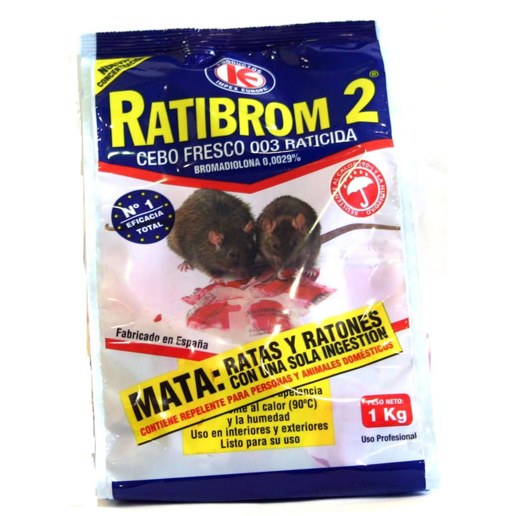 RATIBROM 2 Bolsa De 1 Kg De Cebo Fresco El Raticida Infalible