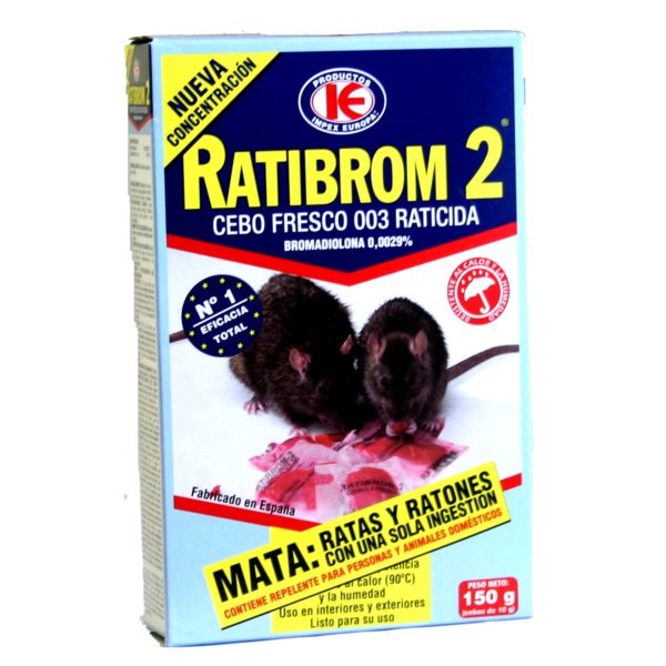 Ratibrom 2 - Pack De 150 G De Cebo Fresco - El Raticida Infalible - Rodenticida -