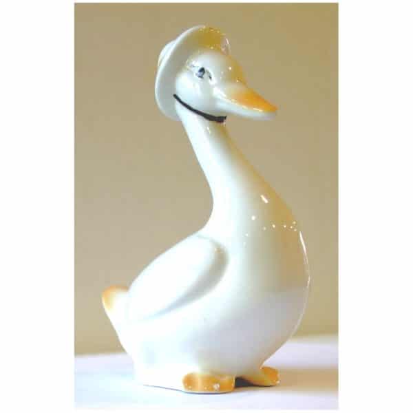Figura Ceramica / Porcelana - Cisne Con Sombrero