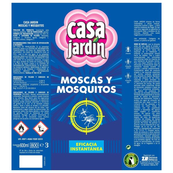 Casa Jardin Moscas Y Mosquitos Insecticida Etiqueta 600Ml